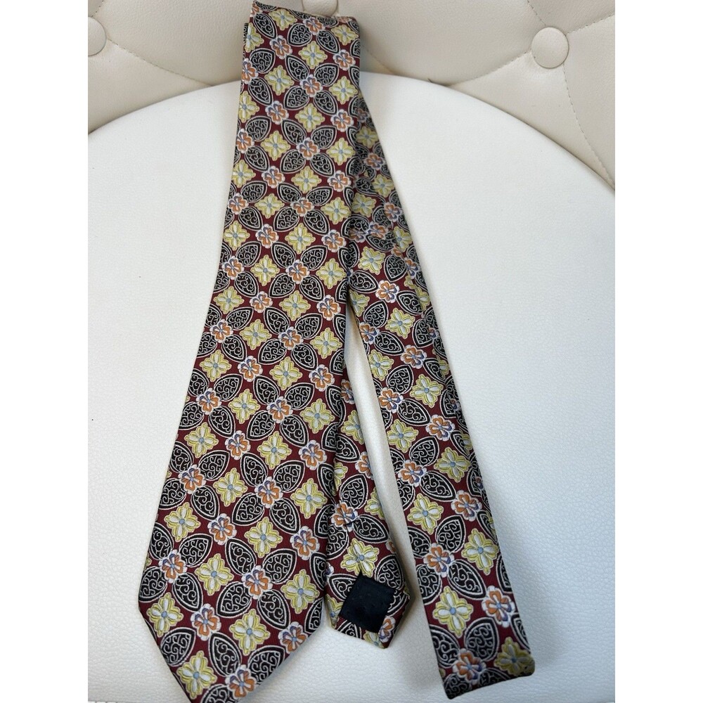 Pravata Men's Microfiber Woven Floral Tie Handmade Red Black Yellow Orange White